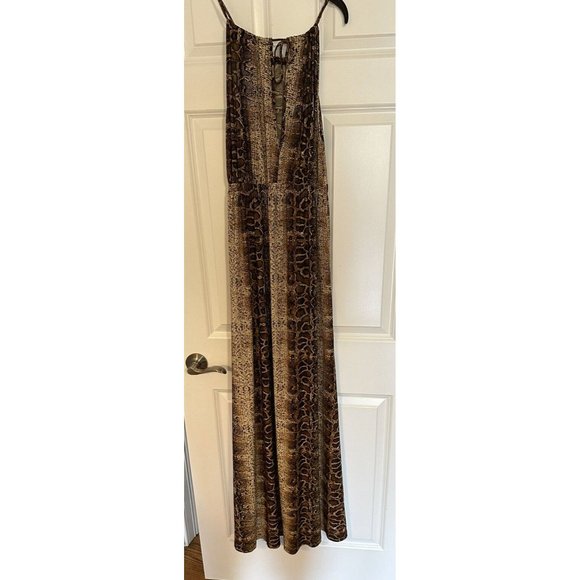 Dress Veronica M Sundress Leopard Pattern Spaghetti Straps Tie back 2 Side Slits - Picture 1 of 6